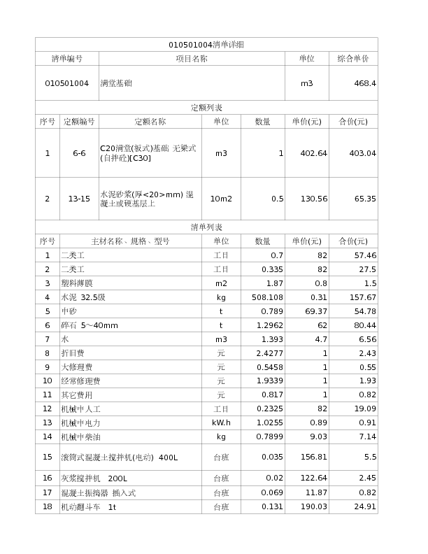 010501004  满堂基础