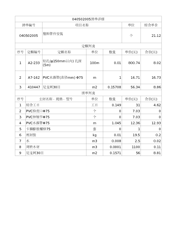 040502005  塑料管件安装