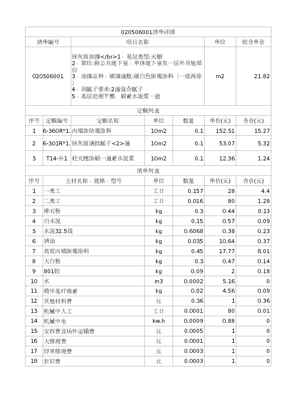 020506001  抹灰面油漆</br>1、基层类型:天棚
