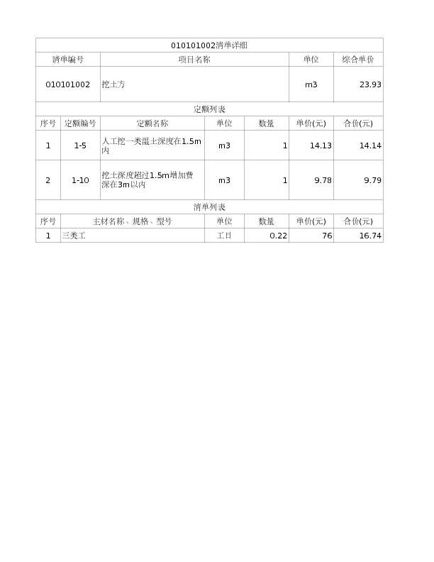 010101002  挖土方