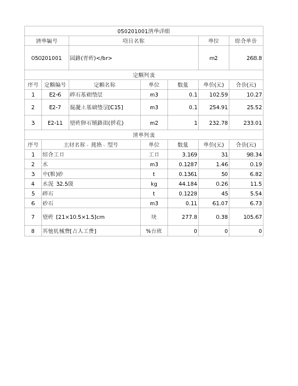 050201001  园路(青砖)</br>