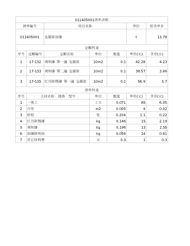 011405001  金属面油漆
