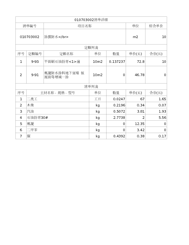 010703002  涂膜防水</br>