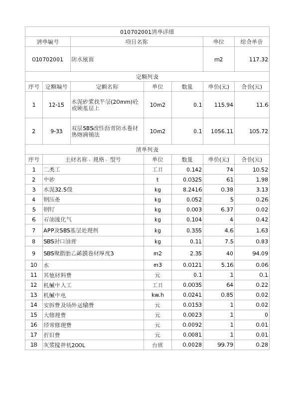 010702001  防水屋面