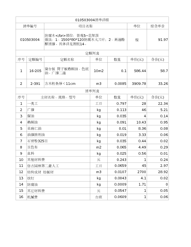 010503004  防腐木</br>部位：景观5--花架顶