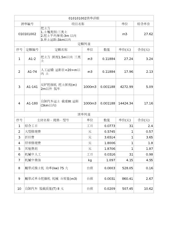 010101002  挖土方