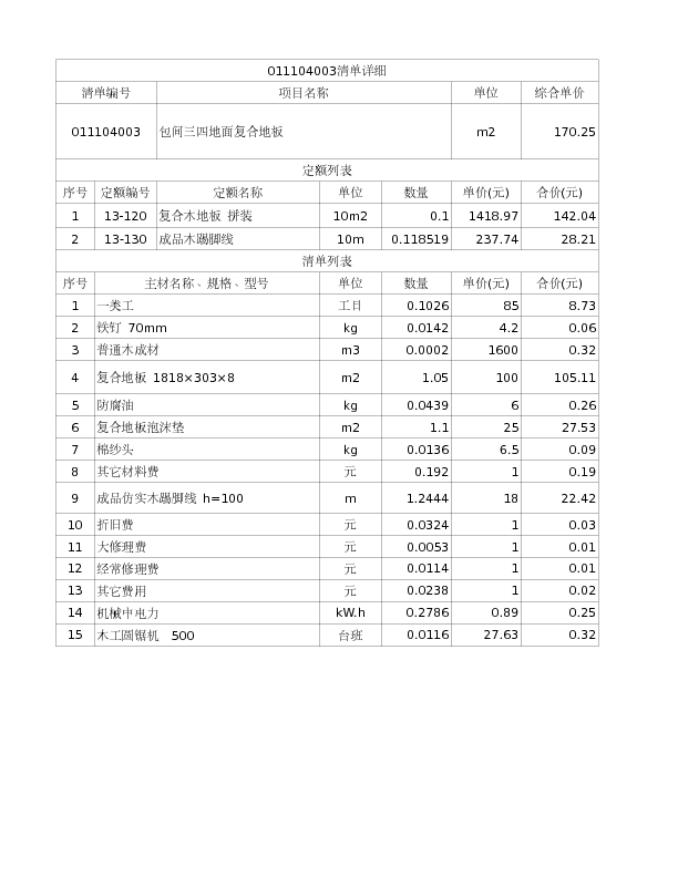 011104003  包间三四地面复合地板