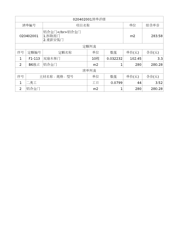 020402001  铝合金门