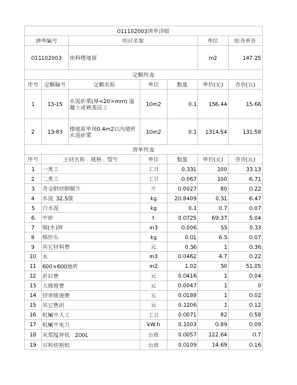 011102003  块料楼地面