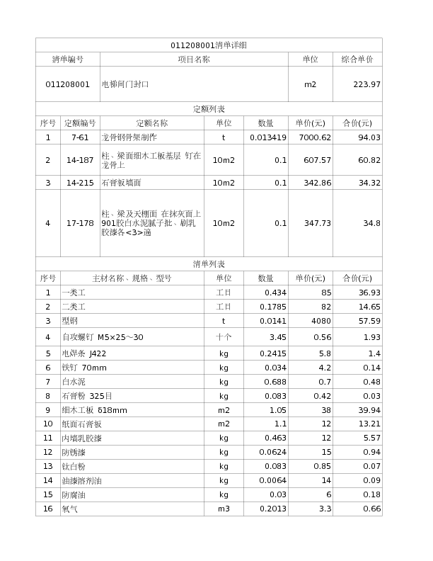011208001  电梯间门封口