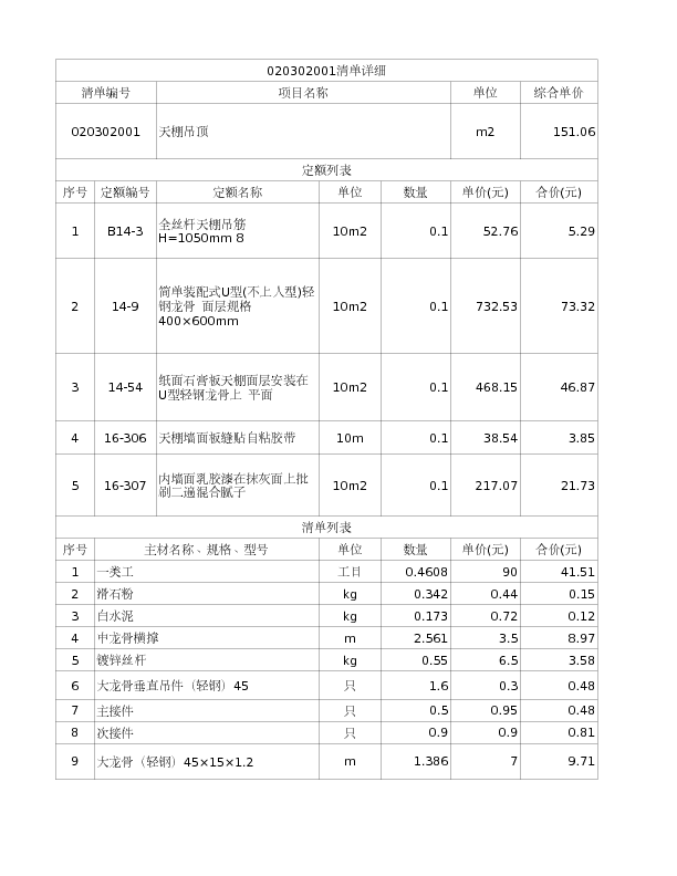 020302001  天棚吊顶