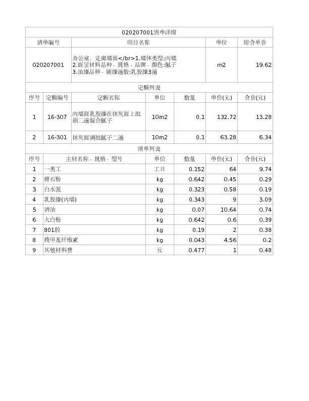 020207001  办公室，走廊墙面</br>1.墙体类型:内墙
