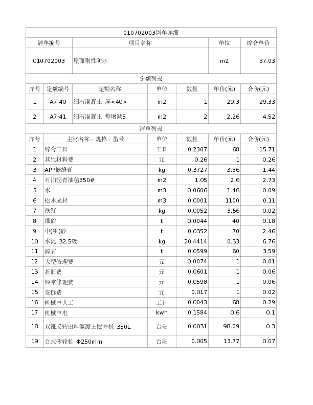 010702003  屋面刚性防水