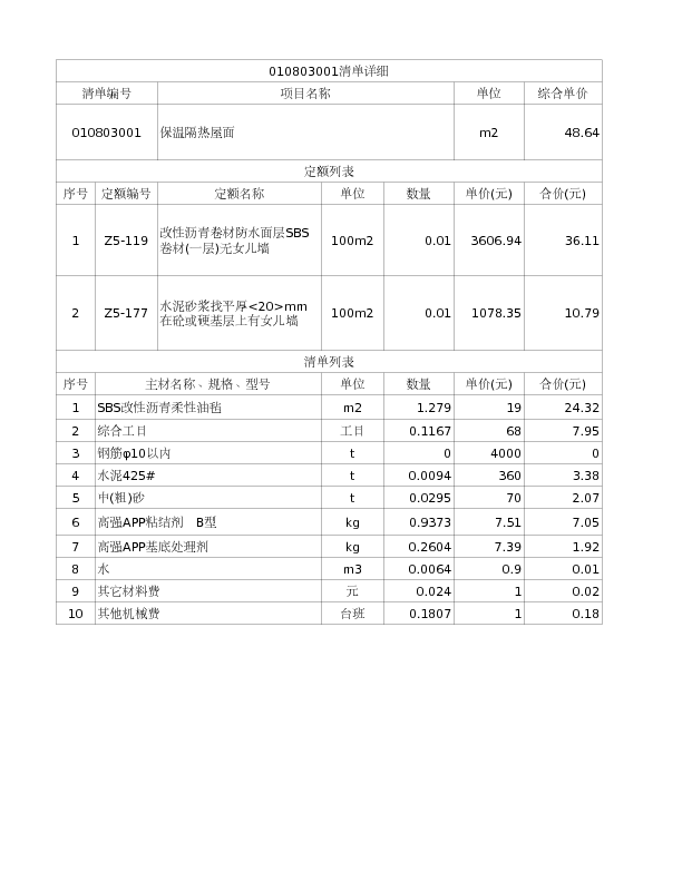 010803001  保温隔热屋面