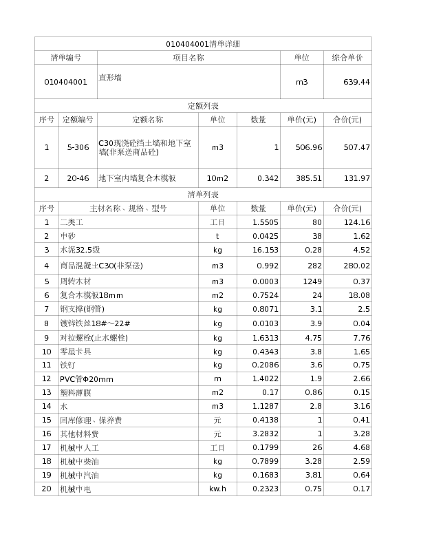 010404001  直形墙
