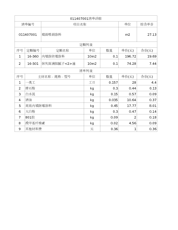 011407001  墙面喷刷涂料