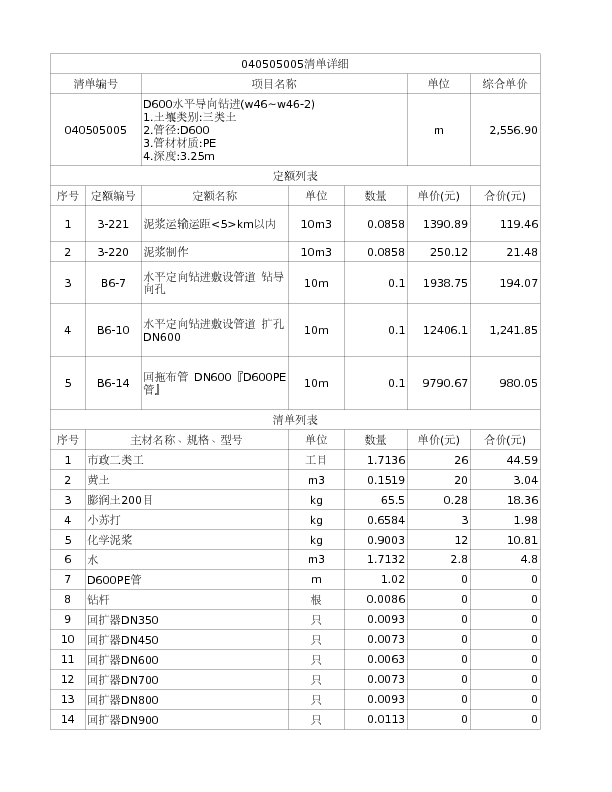 040505005  D600水平导向钻进(w46~w46-2)