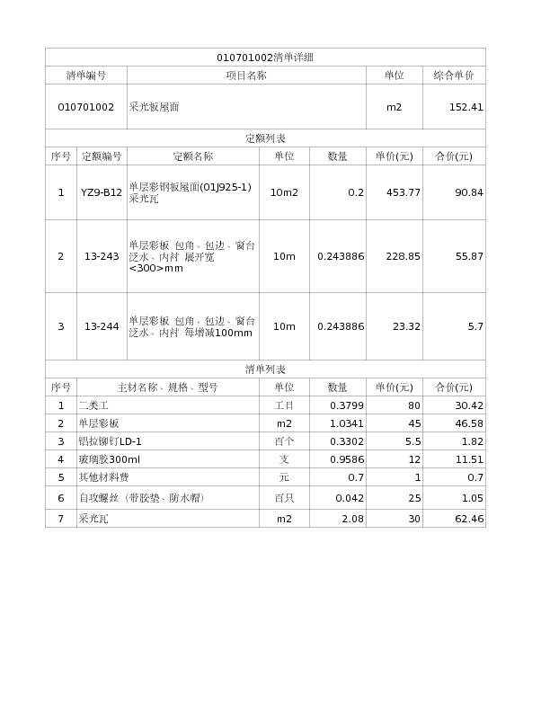 010701002  采光板屋面