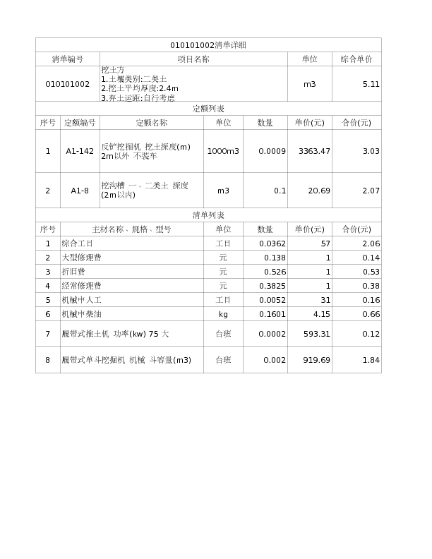 010101002  挖土方