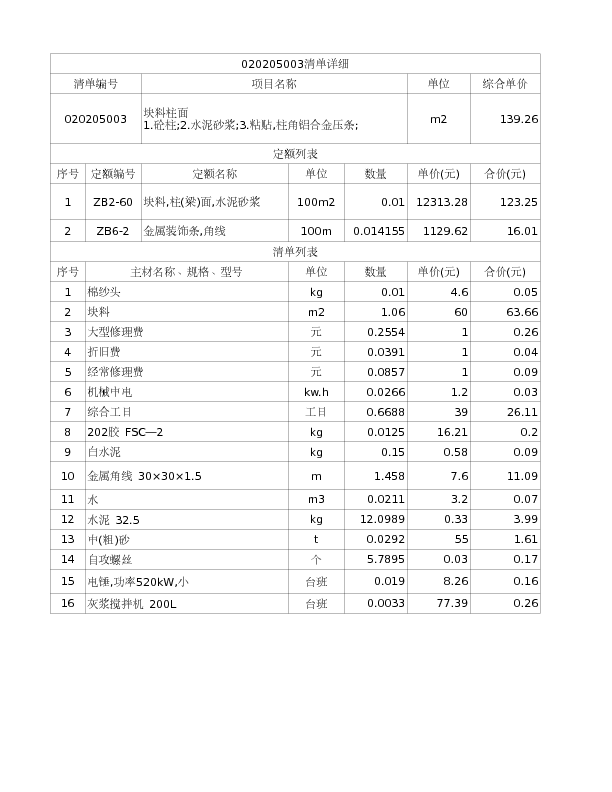 020205003  块料柱面