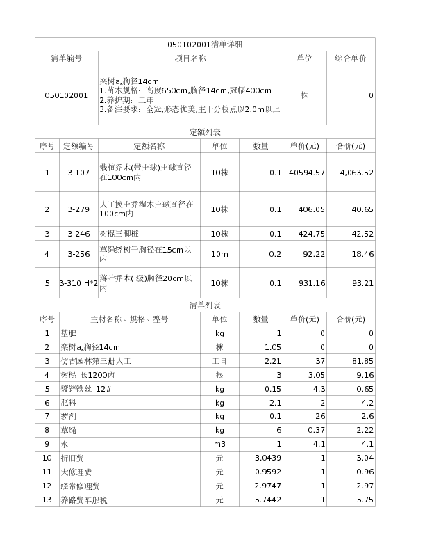 050102001  栾树a,胸径14cm