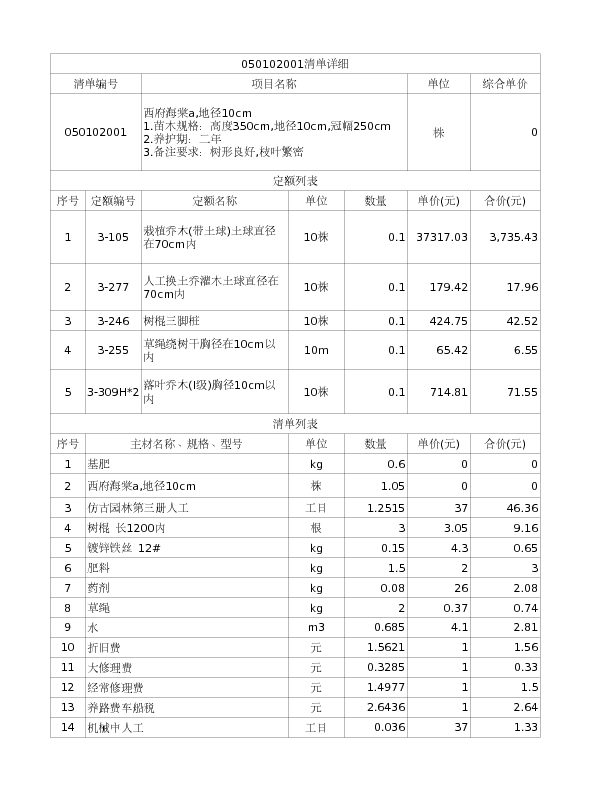 050102001  西府海棠a,地径10cm