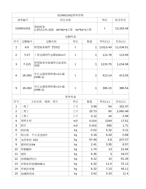 010601002  型钢网架