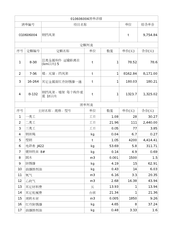 010606004  钢挡风架