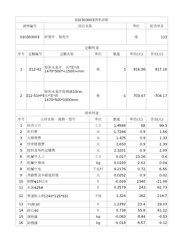 010303003  砖窨井、检查井