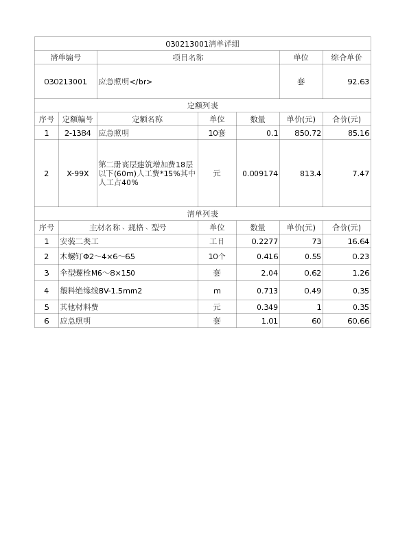 030213001  应急照明</br>