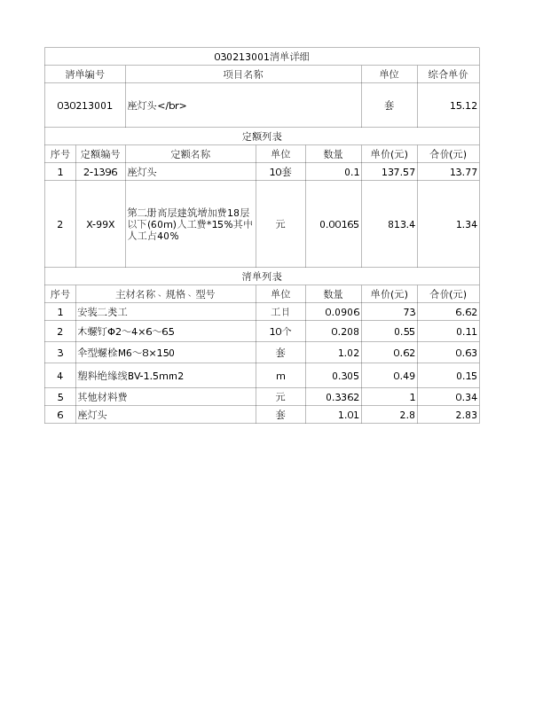 030213001  座灯头</br>