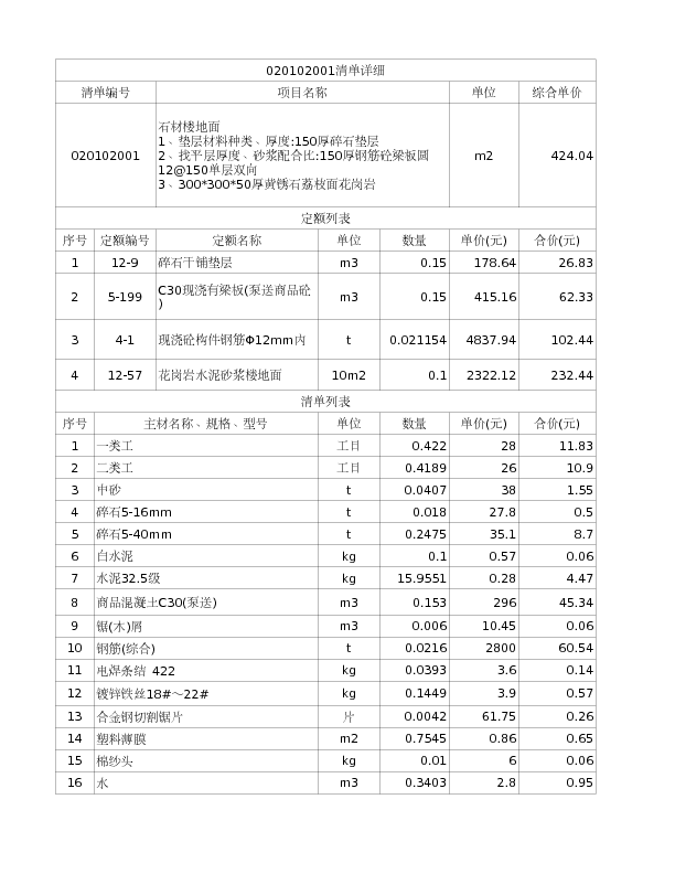 020102001  石材楼地面