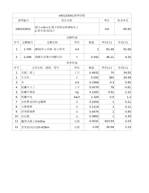 040103001  填方</br>1.填方材料品种:6%灰土
