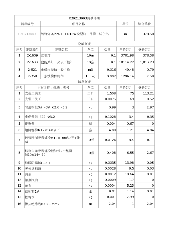 030213003  装饰灯</br>1.LED12W线型灯  品牌：诺尔迅