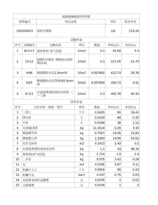 020204003  面砖内墙面