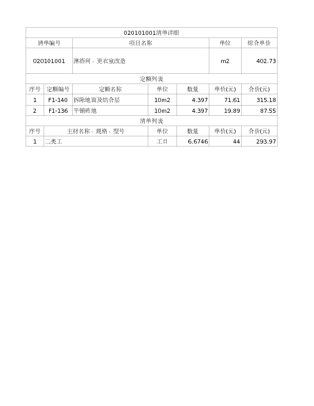 020101001  淋浴间、更衣室改造