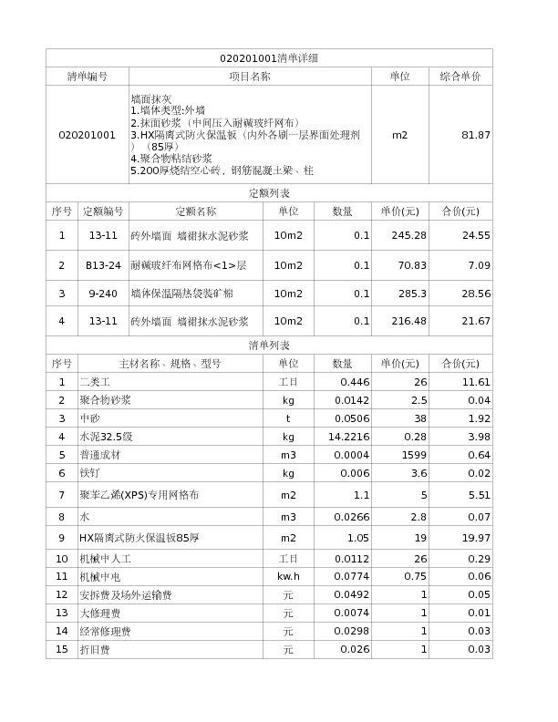 020201001  墙面抹灰