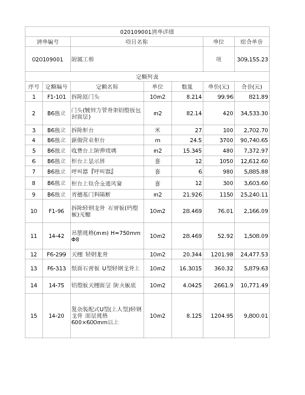 020109001  附属工程