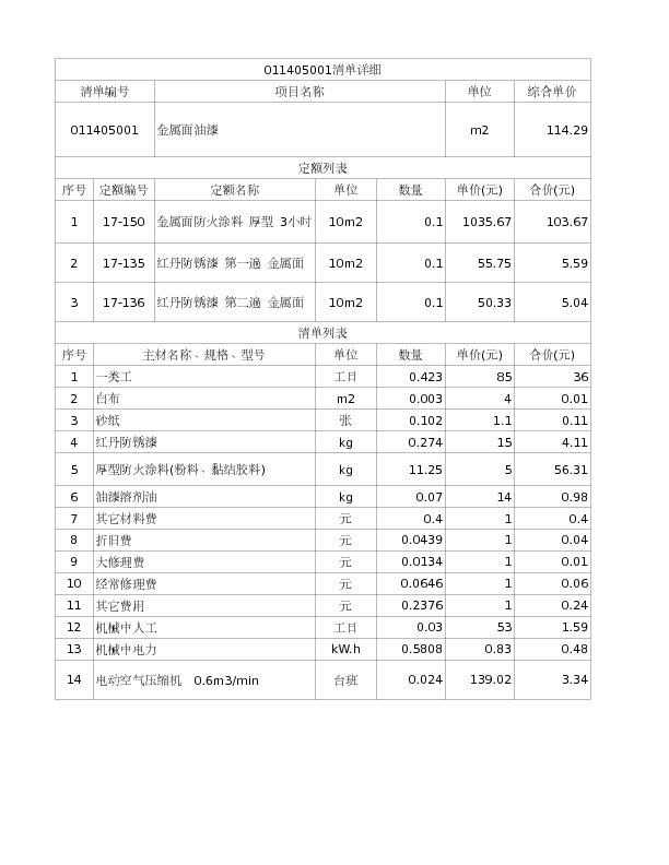 011405001  金属面油漆