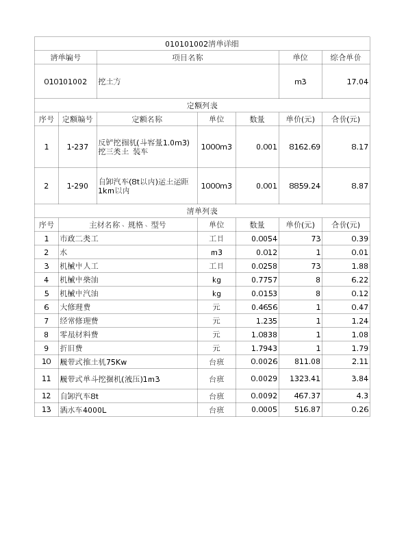 010101002  挖土方