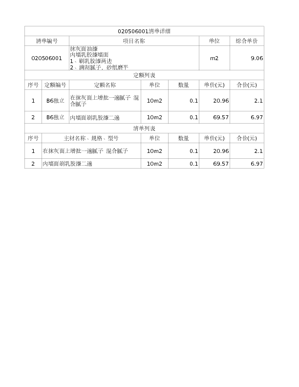 020506001  抹灰面油漆