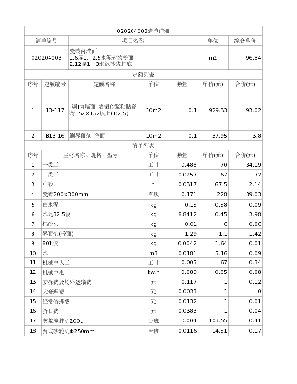 020204003  瓷砖内墙面