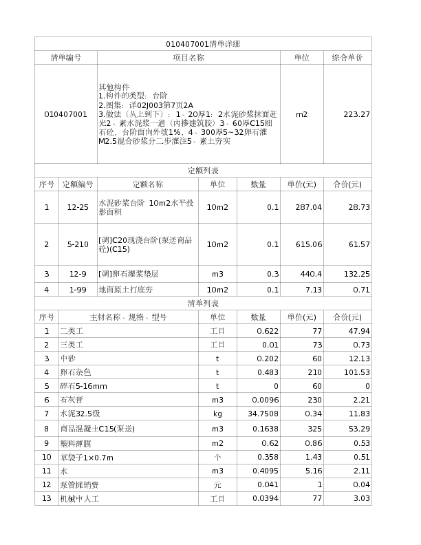 010407001  其他构件