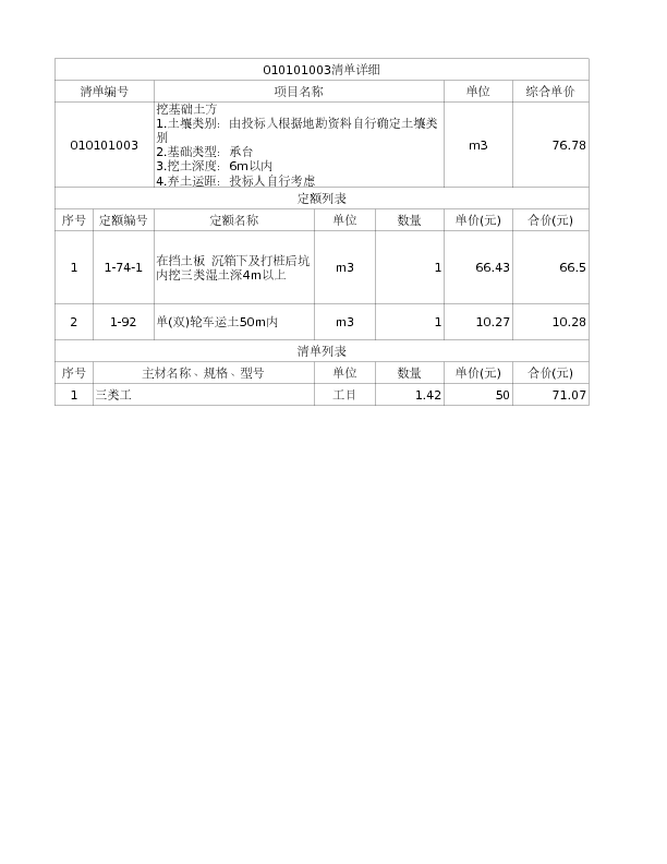 010101003  挖基础土方