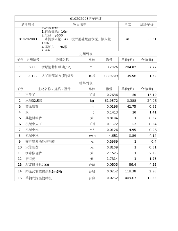 010202003  水泥搅拌桩