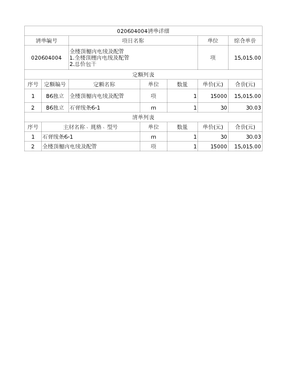 020604004  全楼顶棚内电线及配管