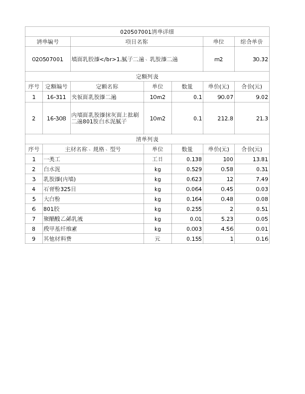 020507001  墙面乳胶漆