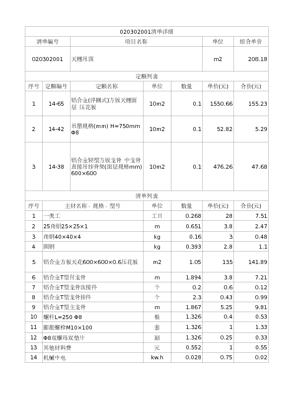 020302001  天棚吊顶
