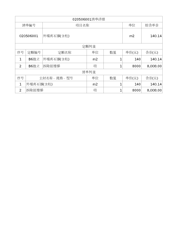 020506001  外墙真石漆(含柱)