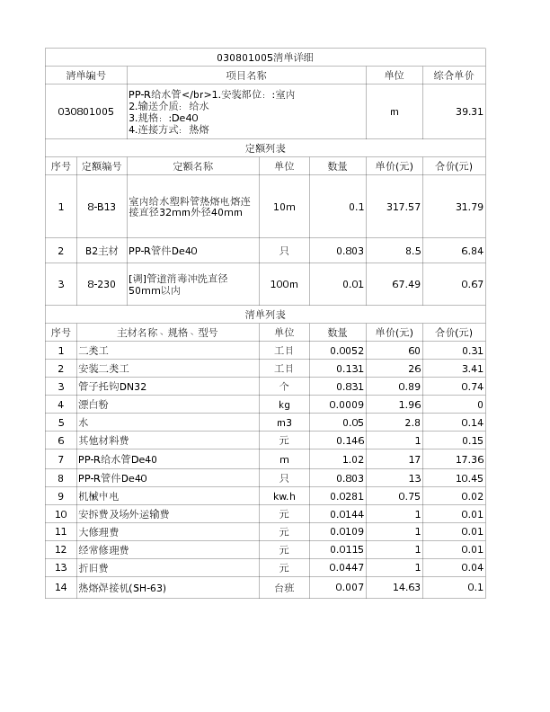 030801005  PP-R给水管